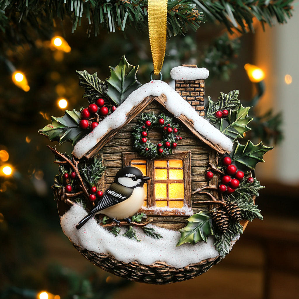 Snowy Nest Chickadee WN2210056CL Christmas Ornament