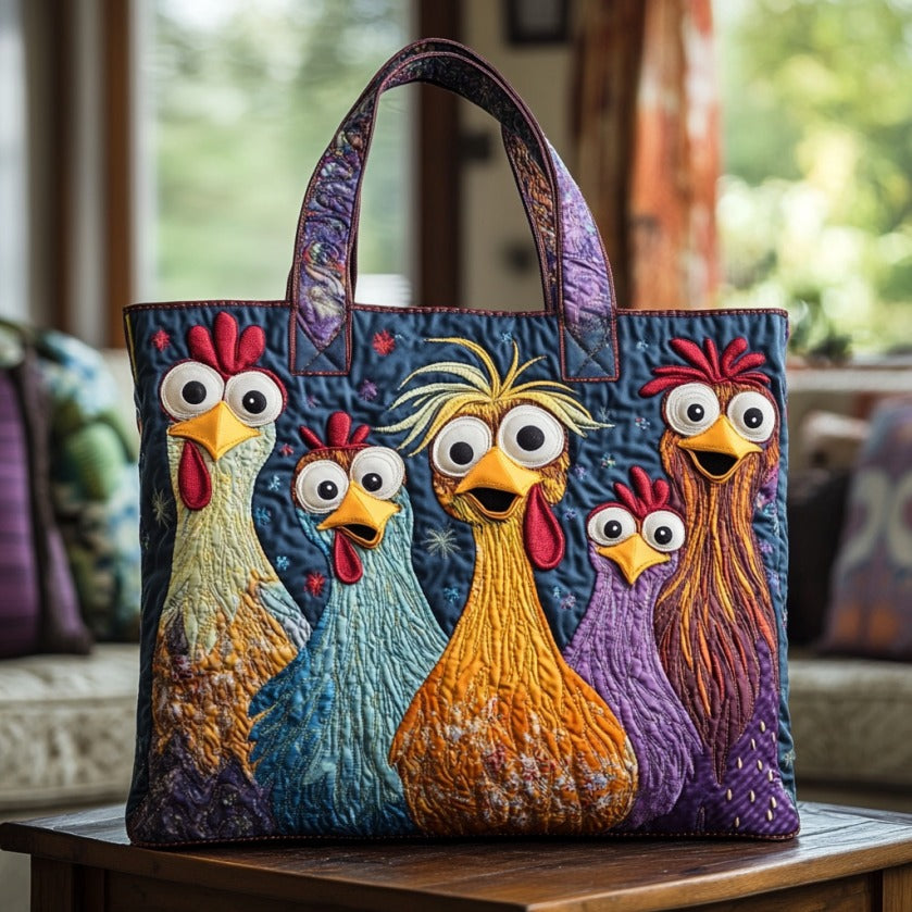 Funny Chickens XR3009001CL Quilted Tote Bag
