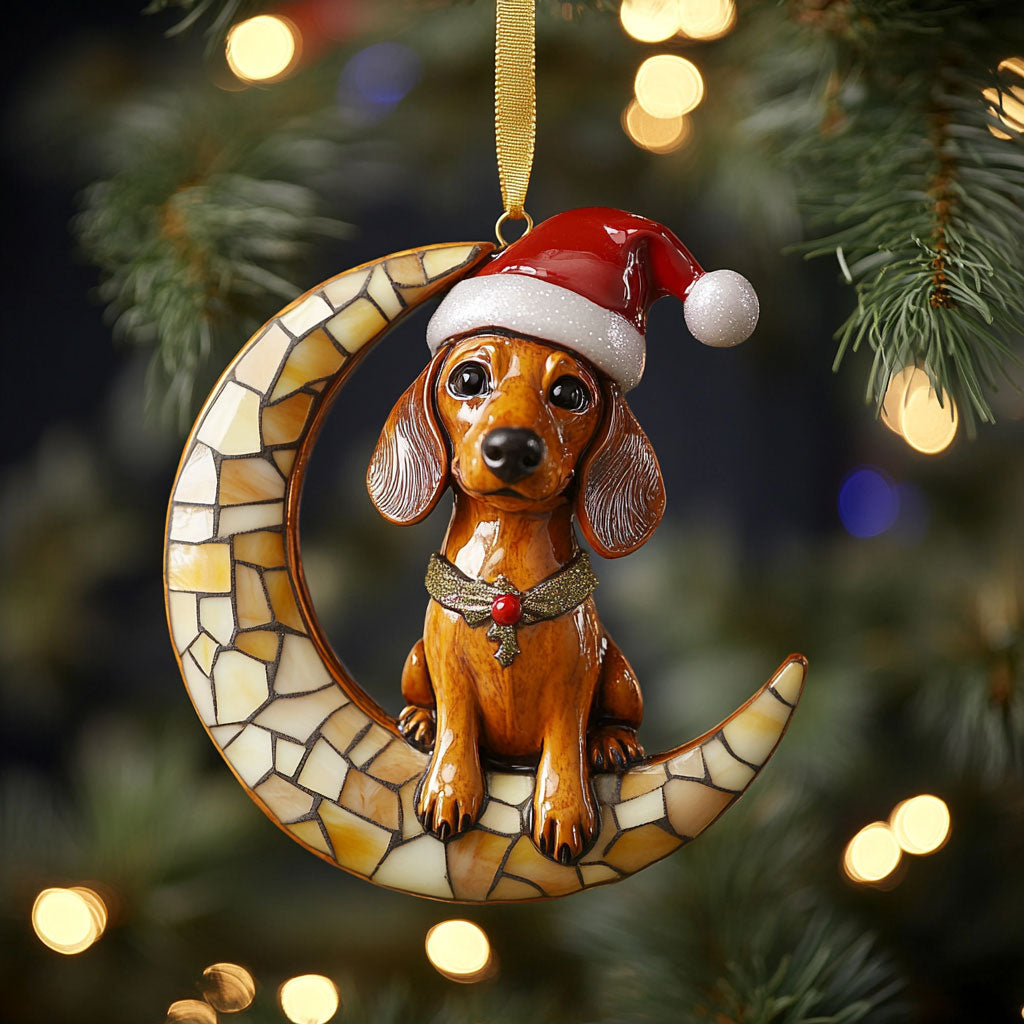 Dachshund On The Moon WN1510041CL Christmas Ornament