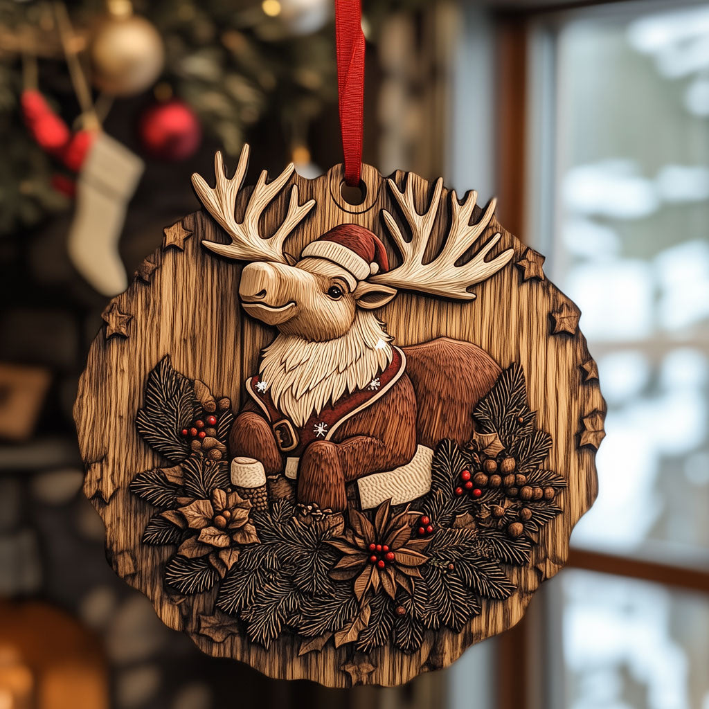 Moose In Evergreen Wreath LT2210012CL Christmas Ornament
