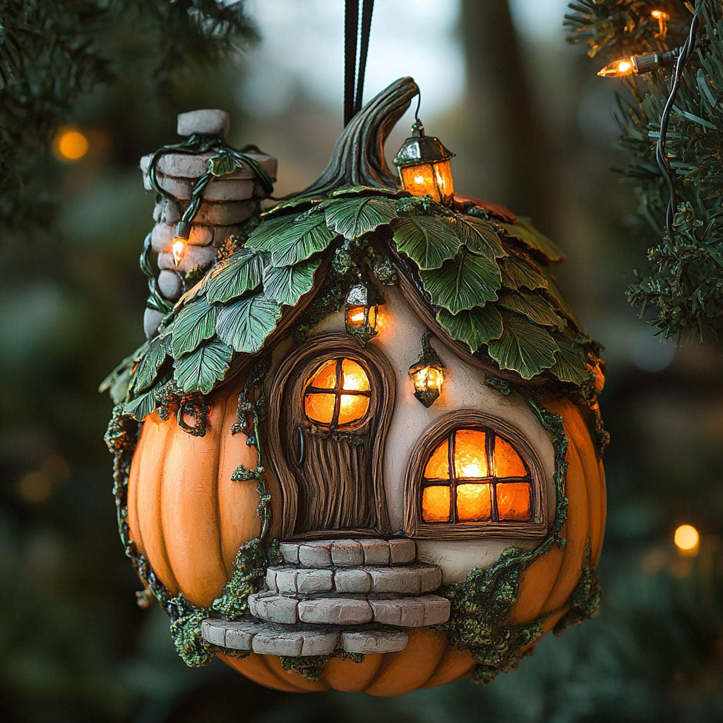 Pumpkin Glow Cabin WN0412048CL Christmas Ornament