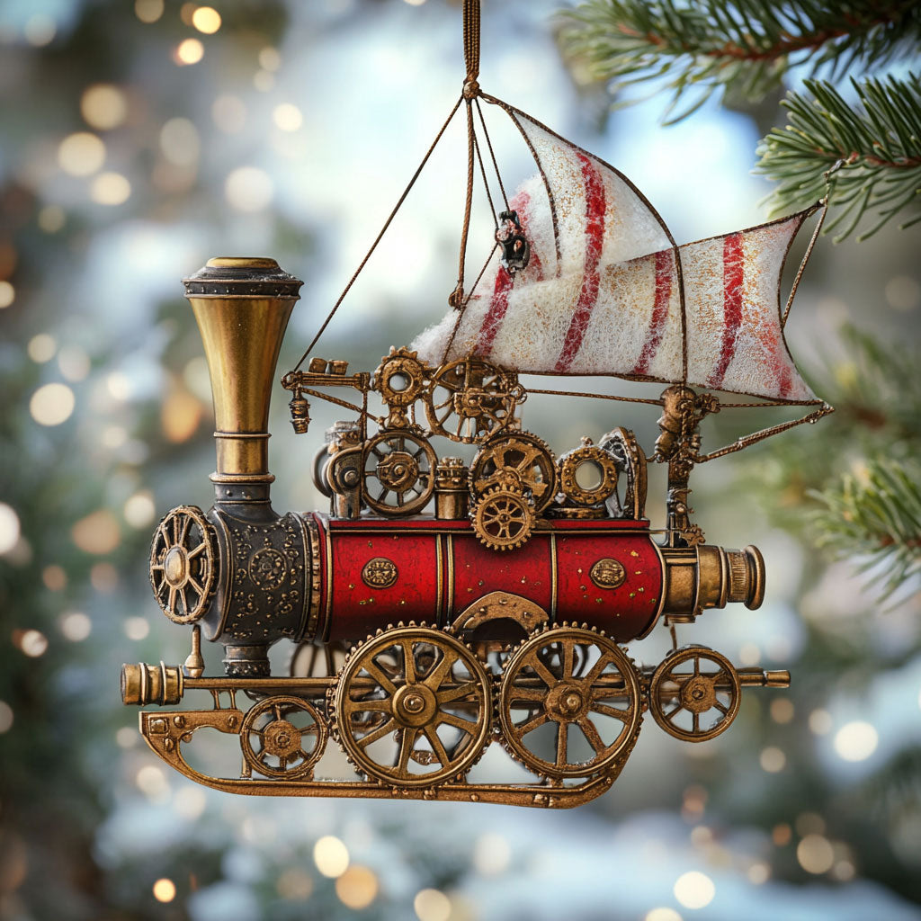 Steampunk Flying Carriage Sky Cruiser WN0412057CL Christmas Ornament