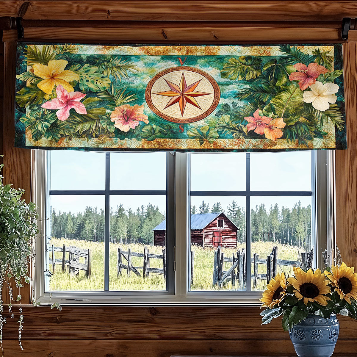 Tropical Compass WN0207086CL Quilted Valance