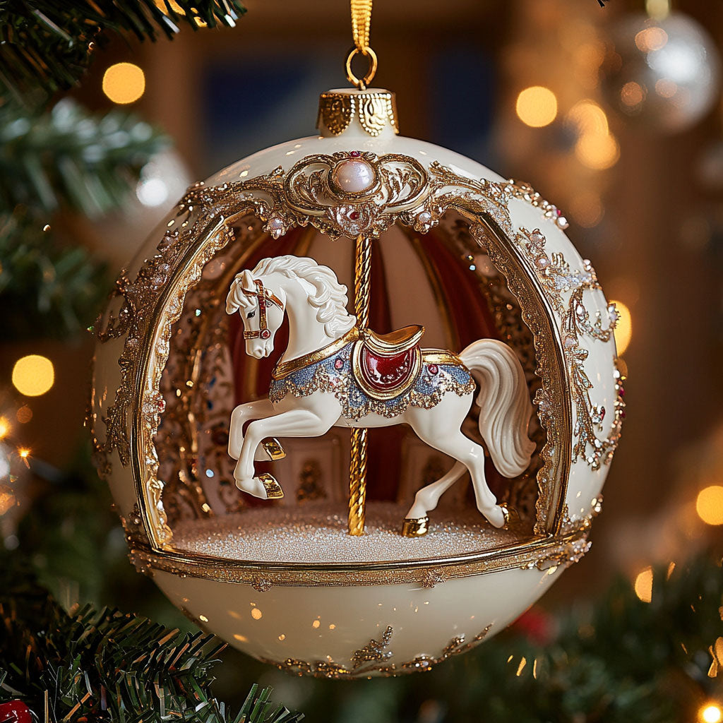 Winter Carousel Horse CW2611035CL Christmas Ornament