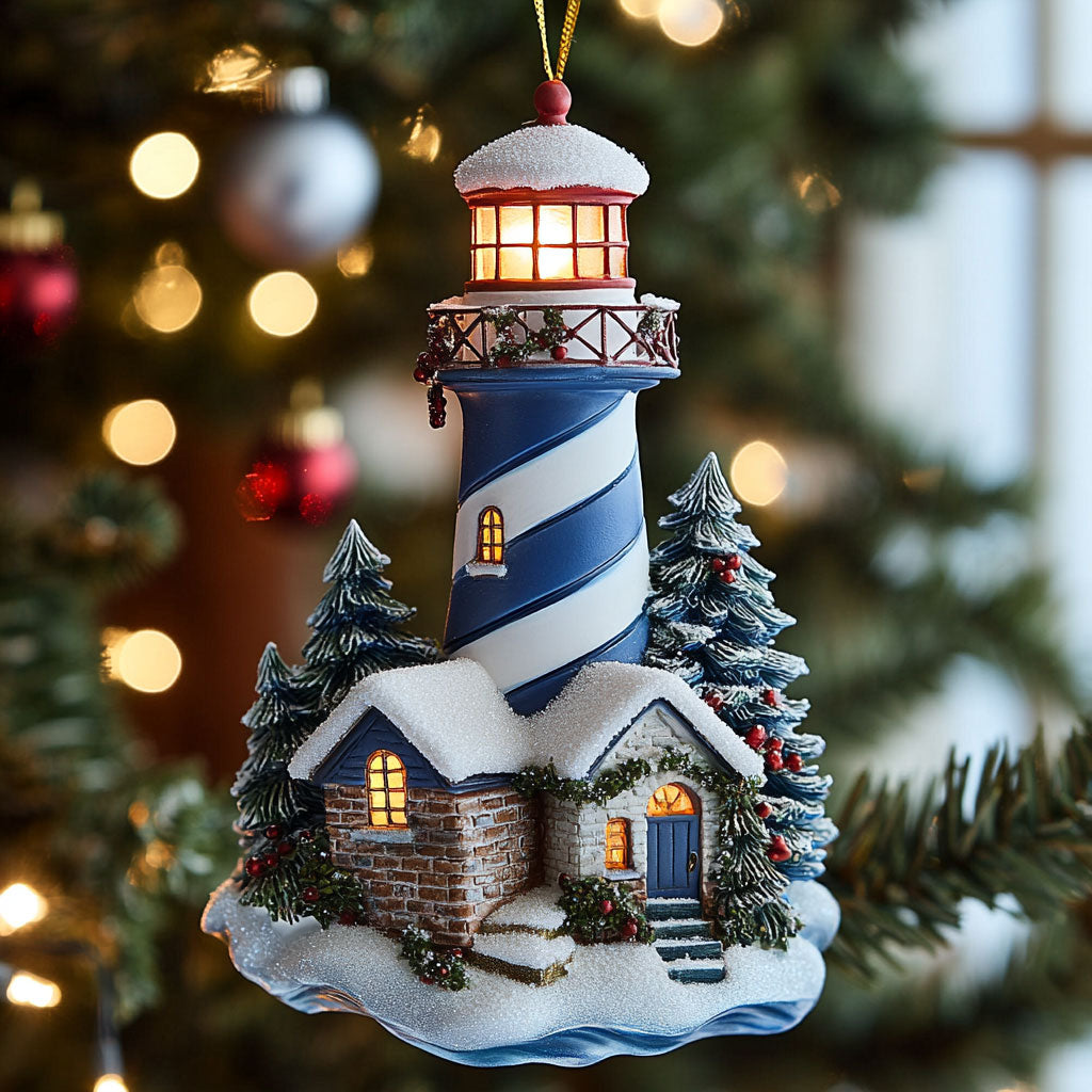 Holiday Blue Lighthouse CW2511020CL Christmas Ornament