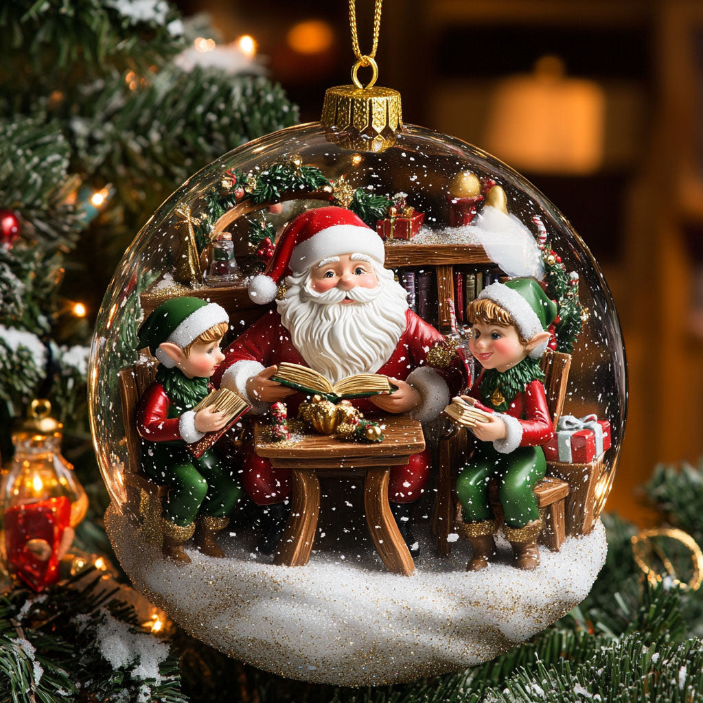 Santa and Elf CW0112048CL Christmas Ornament