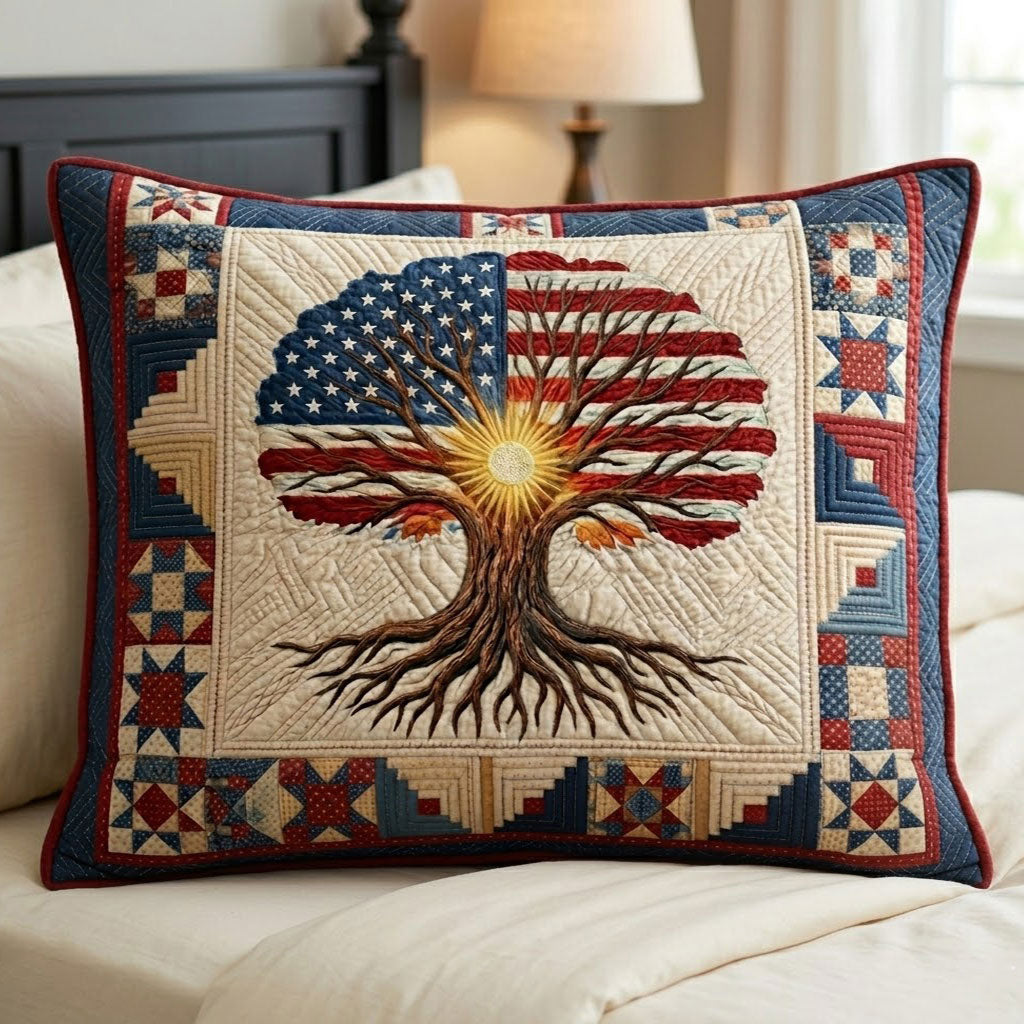 USA 250 Tree Of Freedom Heritage WN1604022CL Quilted Bedding Pillow Case
