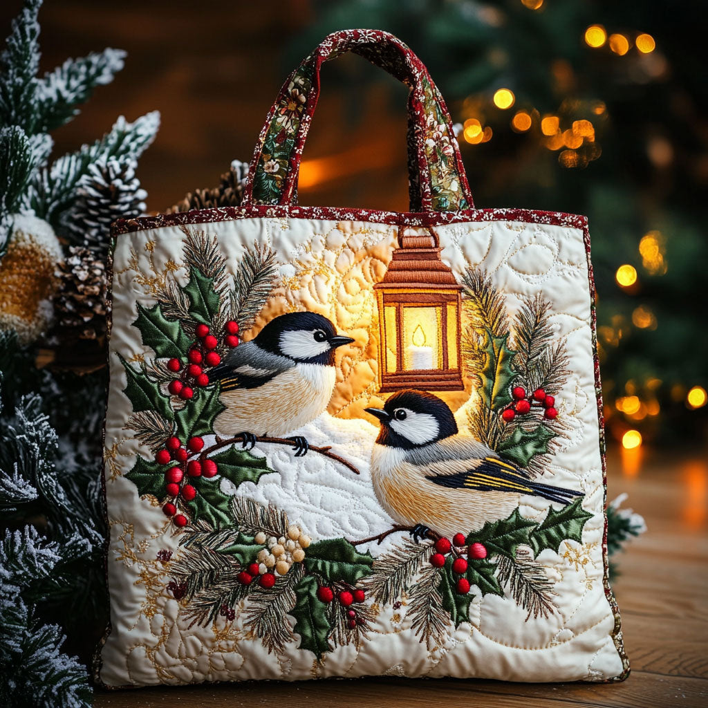 Merry Chickadee WN2210039CL Quilted Tote Bag