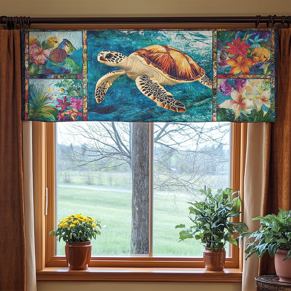 Tropical Turtle WN2406054CL Quilted Valance