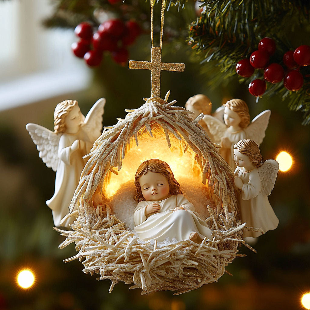 Sacred Manger CP0412095CL Christmas Ornament