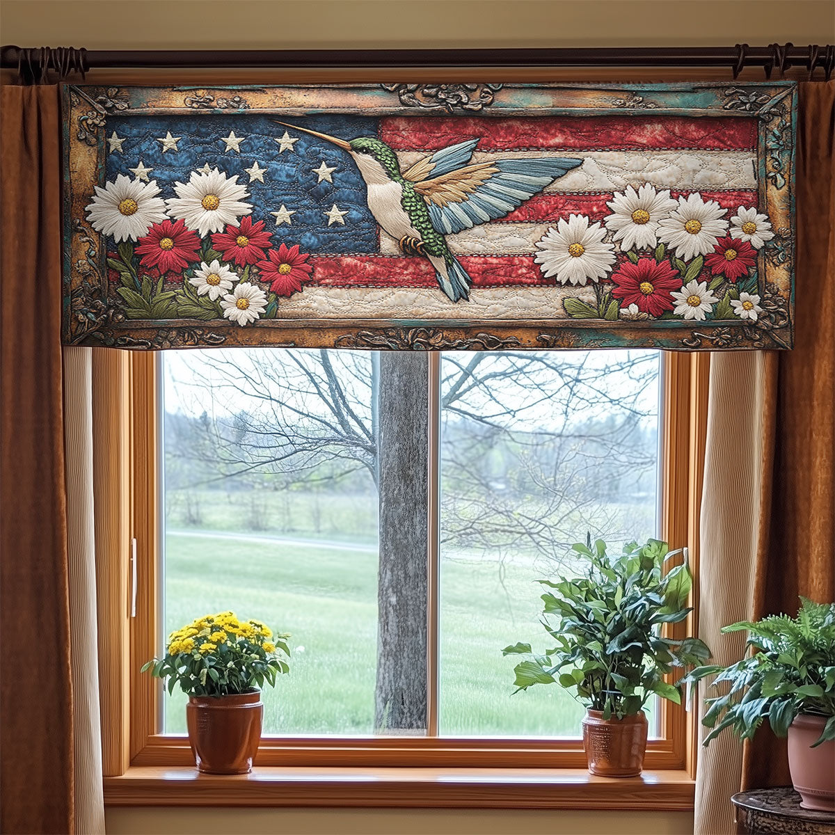 Hummingbird Glory WN1306033CL Quilted Valance