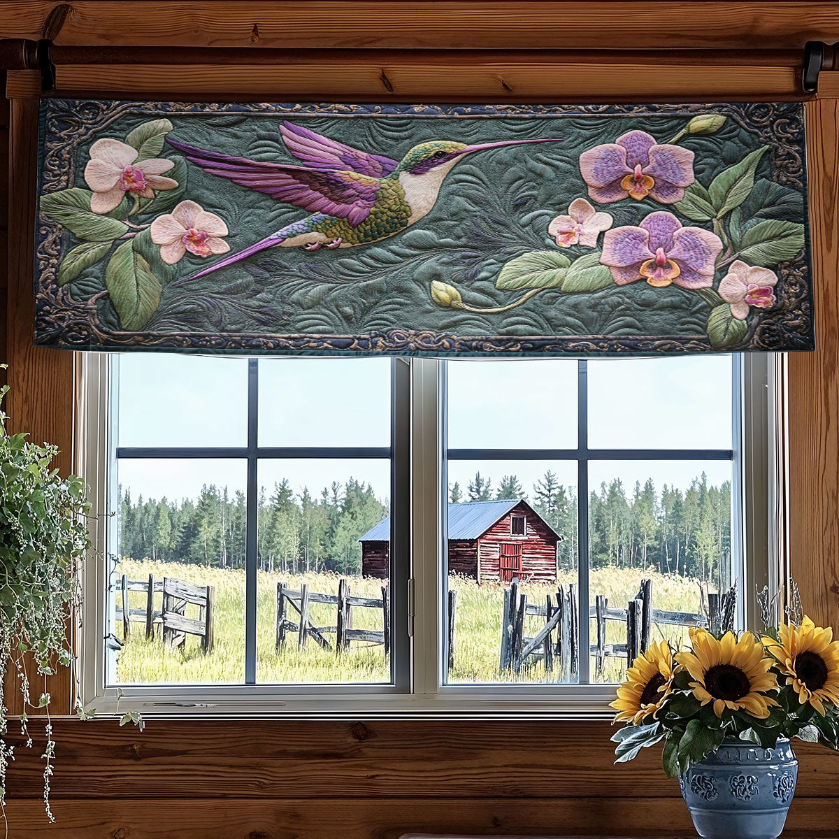 Hummingbird Haven WN1706052CL Quilted Valance