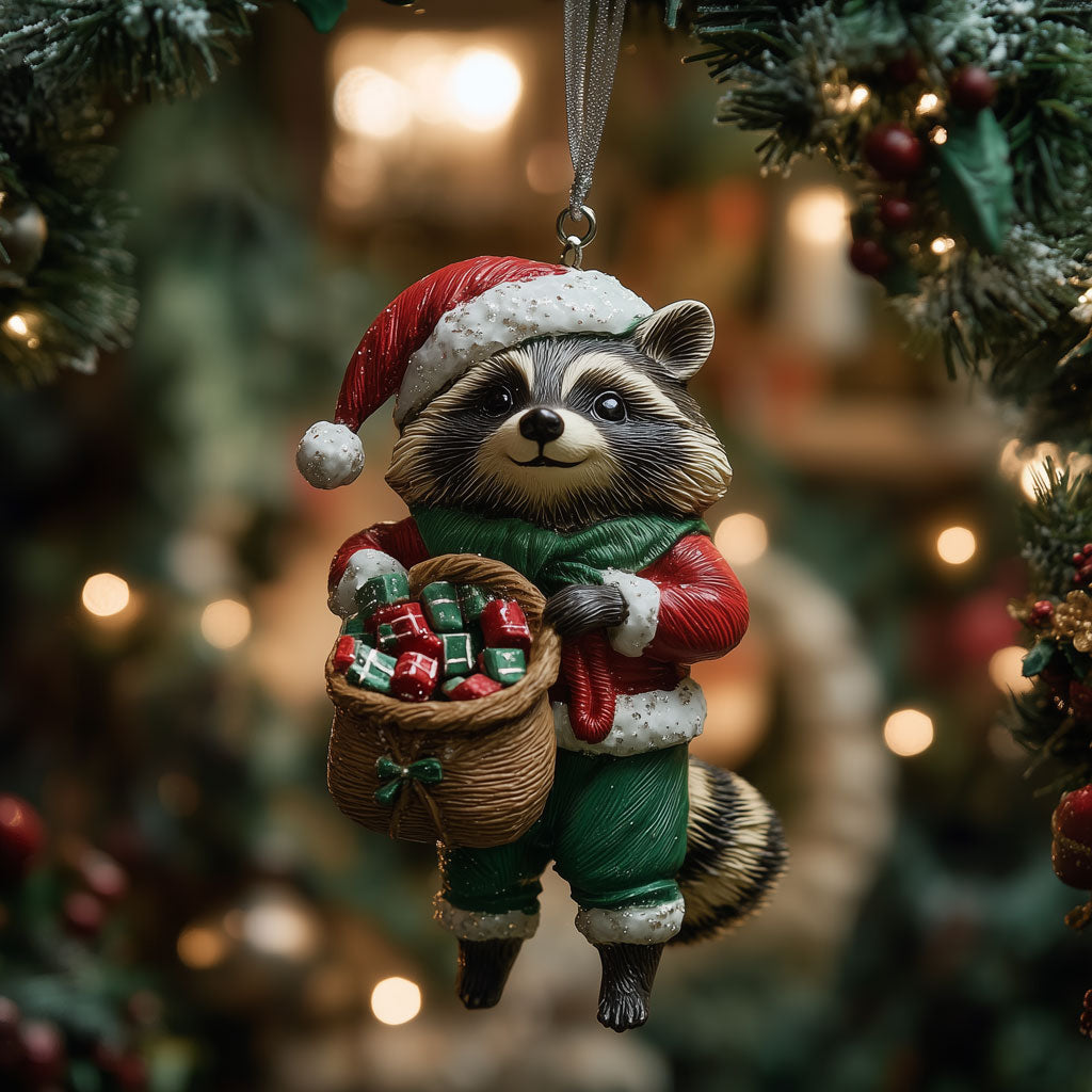 Santa Raccoon LT2110018CL Christmas Ornament