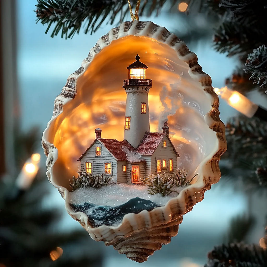 Lighthouse Holiday Cottage WN0912026CL Christmas Ornament