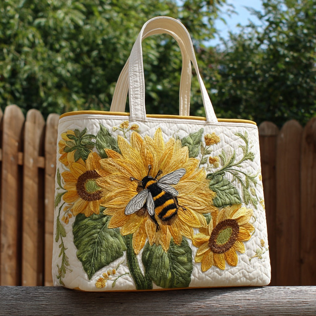 Bee And Sunflowers XR2411006CL Quilted Tote Bag