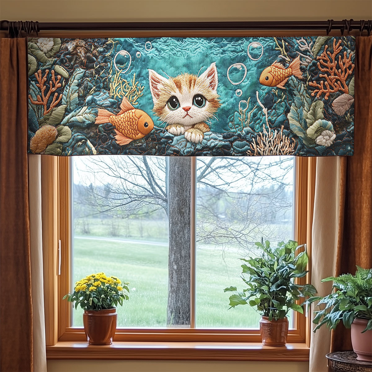 Catfish Fantasy WN1906042CL Quilted Valance