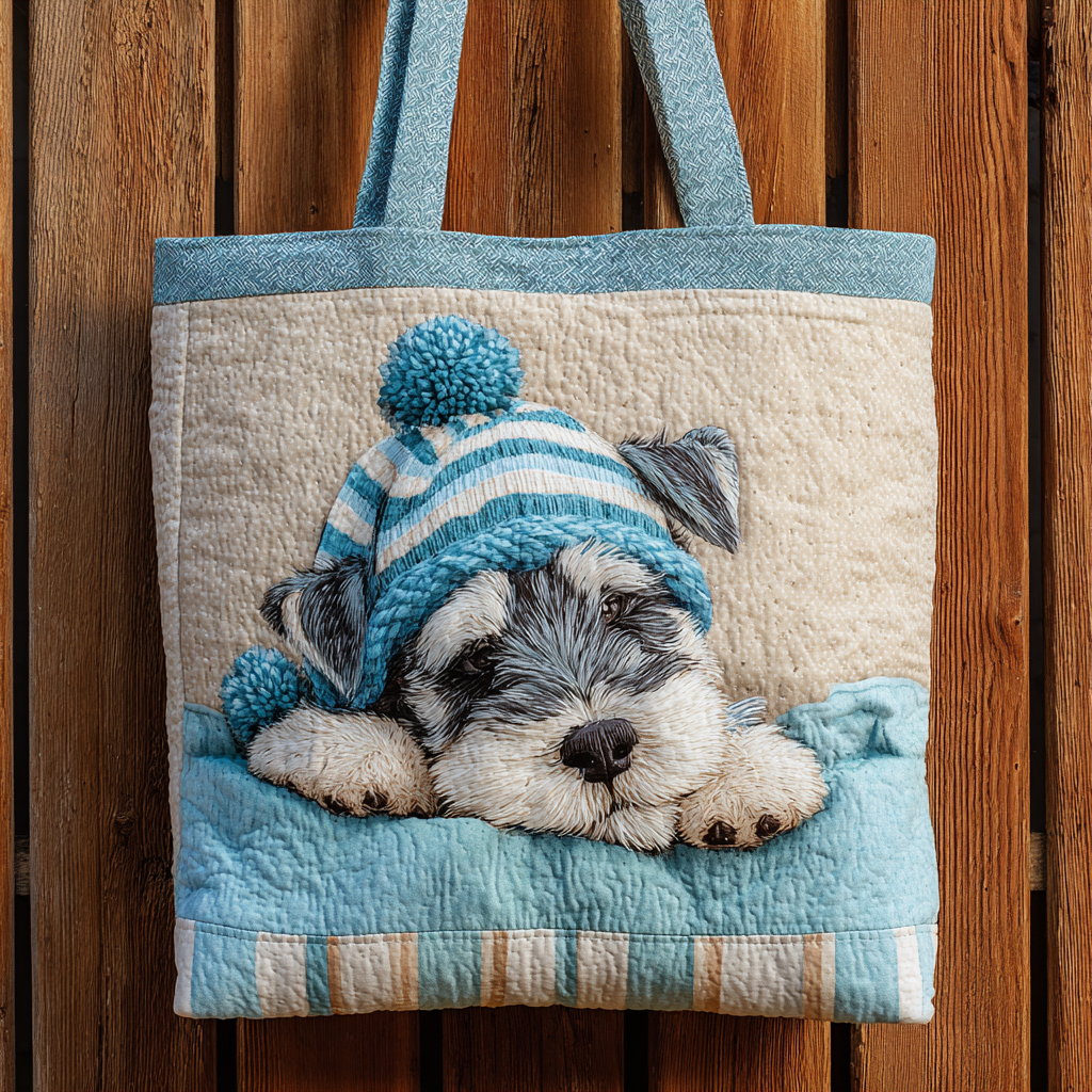 Schnauzer Nightcap XR0212047CL Quilted Tote Bag