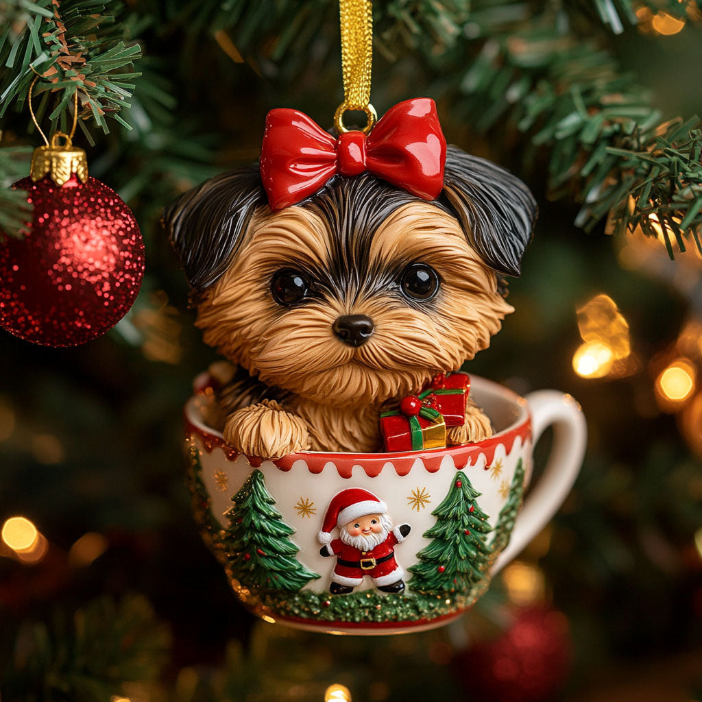 Yorkie Christmas Cup CW2110024CL Christmas Ornament