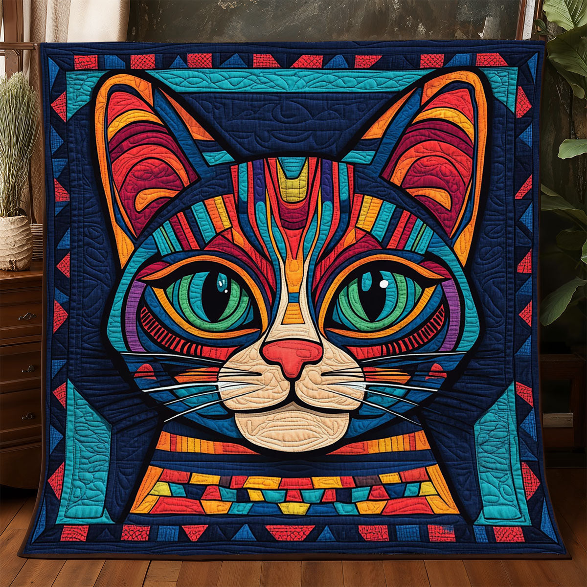 Abstract Whimsical Cat WJ1212060CL Quilt