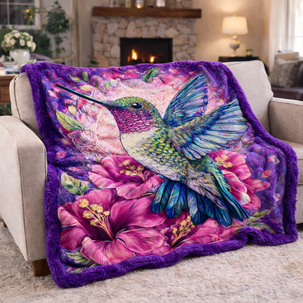 Hummingbird in Bloom KL2801003CL Faux Fur Throw Blanket