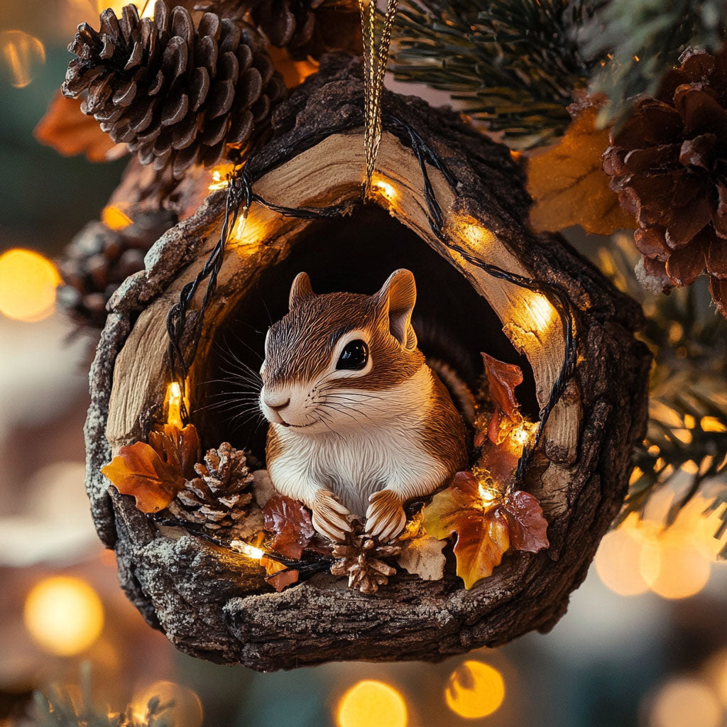 Leaf Cabin Chipmunk WN2411049CL Christmas Ornament