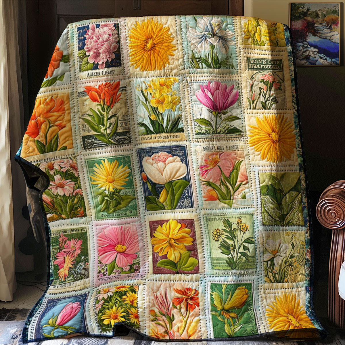 Antique Postal Florals WJ0901065CL Quilt