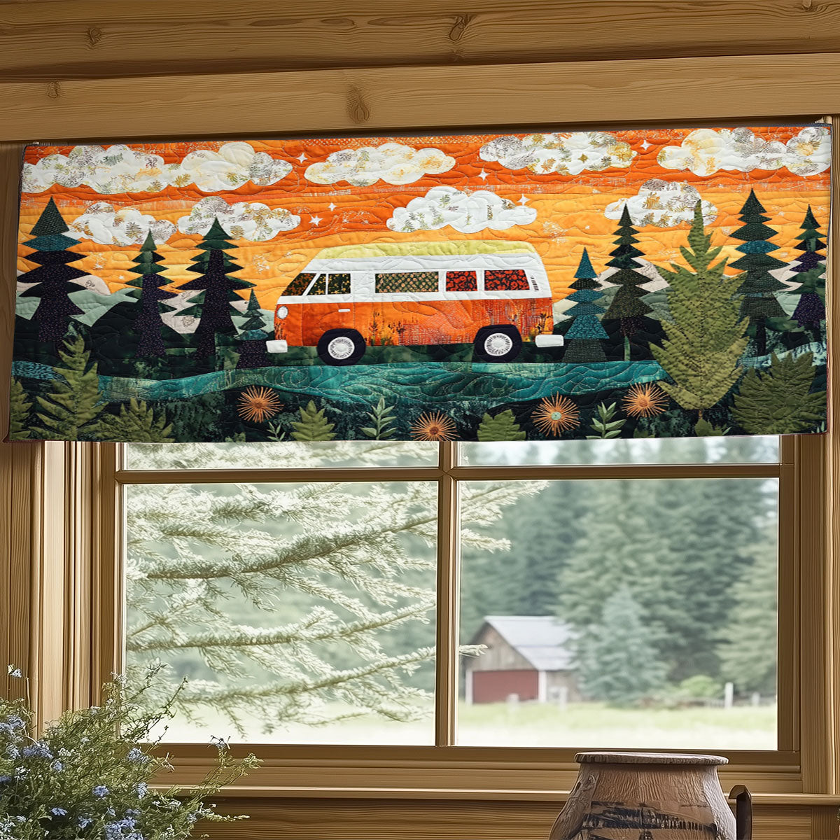 Retro Forest Ride WJ0404033CL Quilted Valance