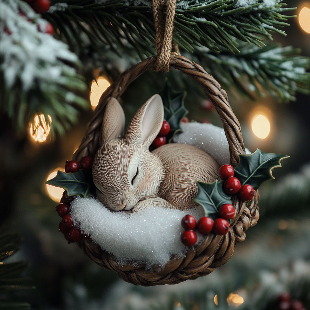 Rabbit Winter Nest WN0812065CL Christmas Ornament