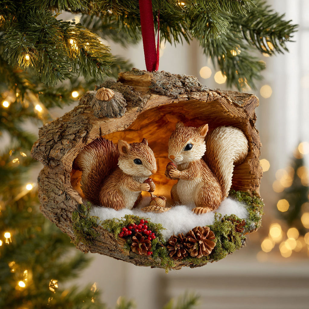 Cozy Squirrel Nest CW0312009CL Christmas Ornament