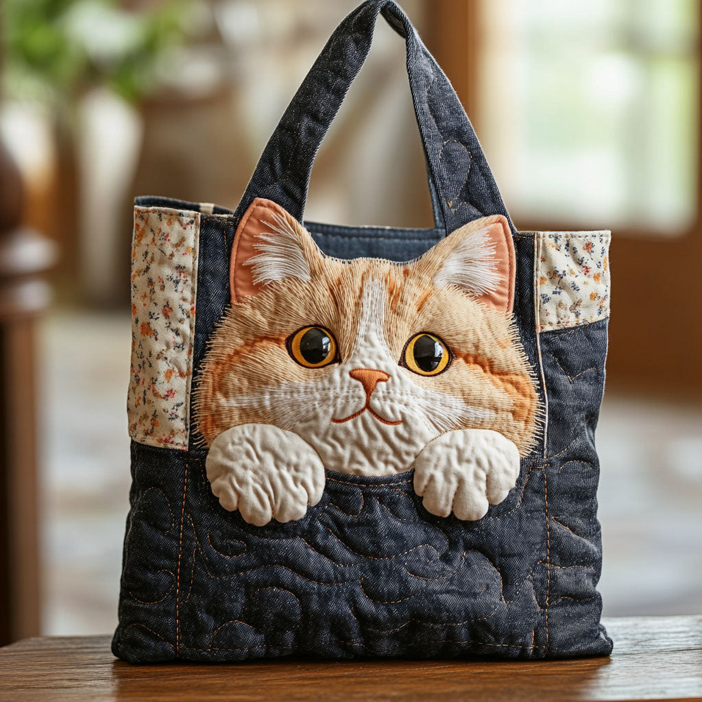 Peeking Cat CP0312058CL Quilted Tote Bag