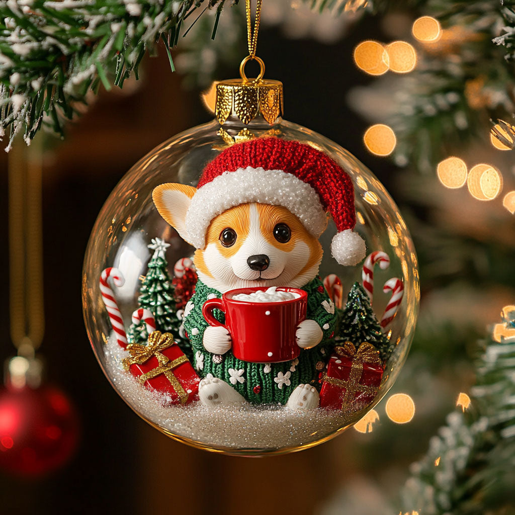 Festive Corgi CW2310034CL Christmas Ornament