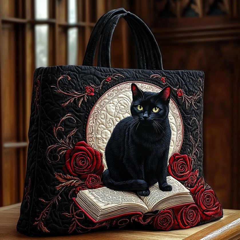 Mystic Black Cat XR0110001CL Quilted Tote Bag