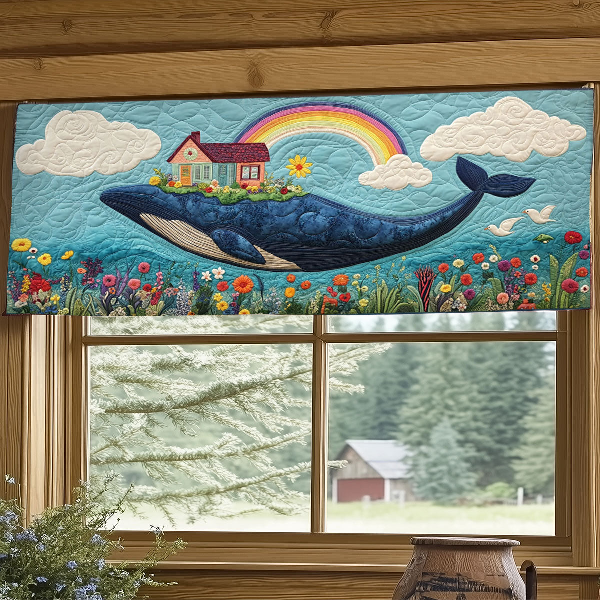 Whale of Wonders WJ0606038CL Quilted Valance
