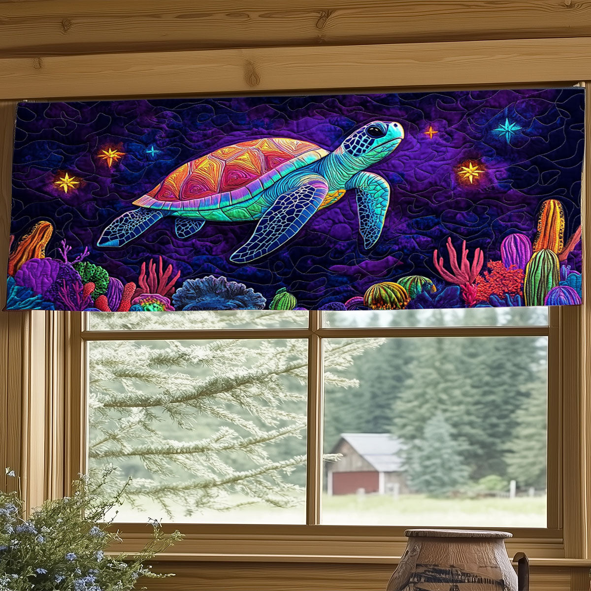 Cosmic Turtle Drift WJ1706015CL Quilted Valance