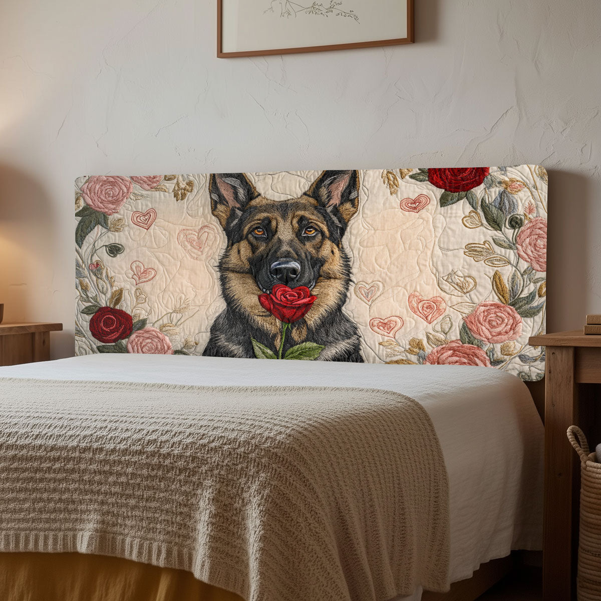 Cozy German Shepherd CW2012010CL Quilted Headboard Slipcover