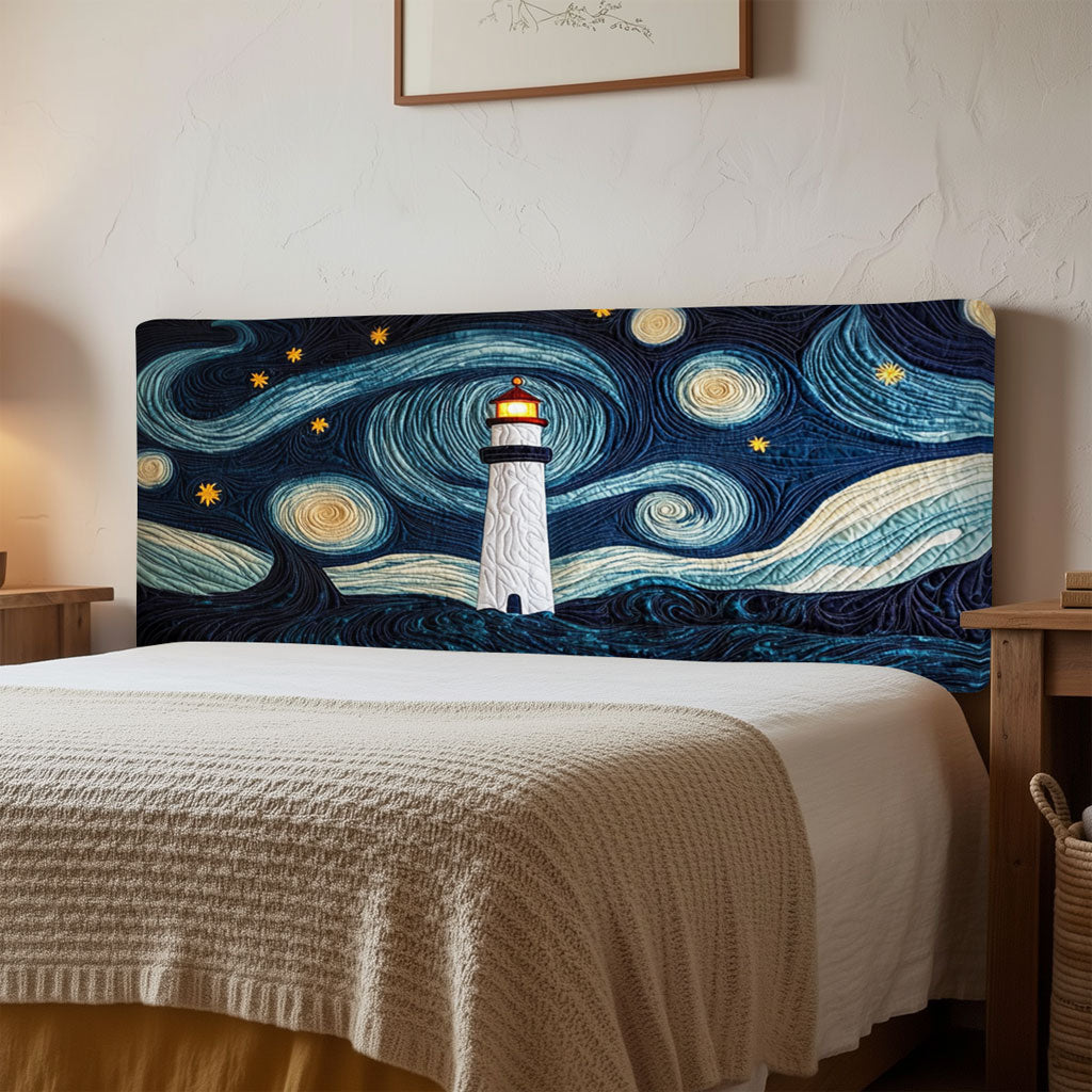 Starry Night Lighthouse QA0601014CL Quilted Headboard Slipcover