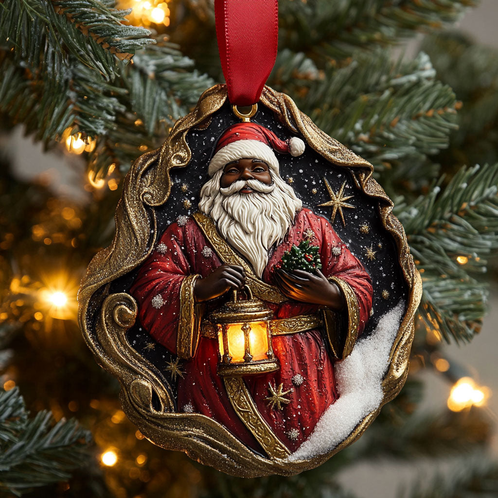 Elegant Black Santa Claus Night WN0511026CL Christmas Ornament