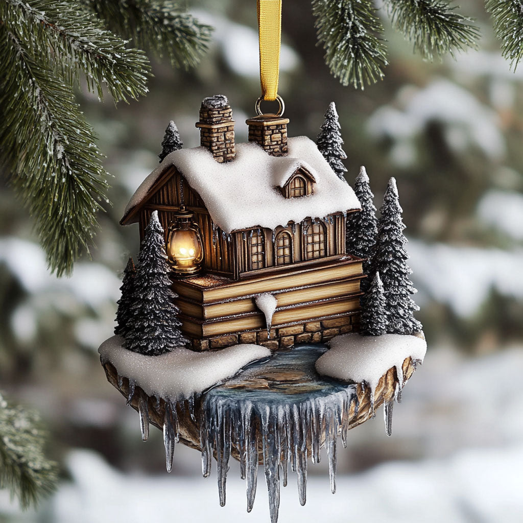 Snowfall Book Retreat WN0412052CL Christmas Ornament
