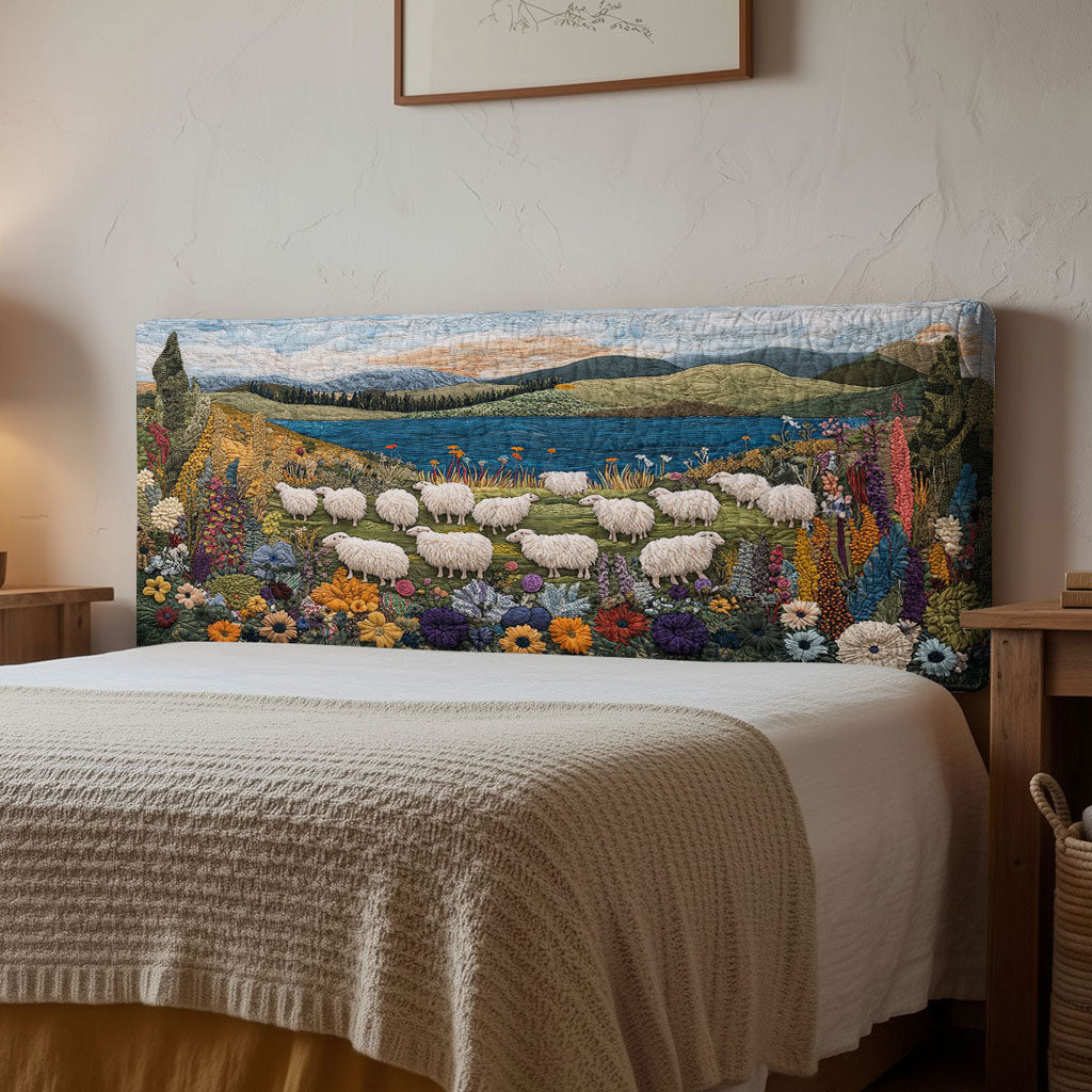 Pasture Sheep WN0601058CL Quilted Headboard Slipcover