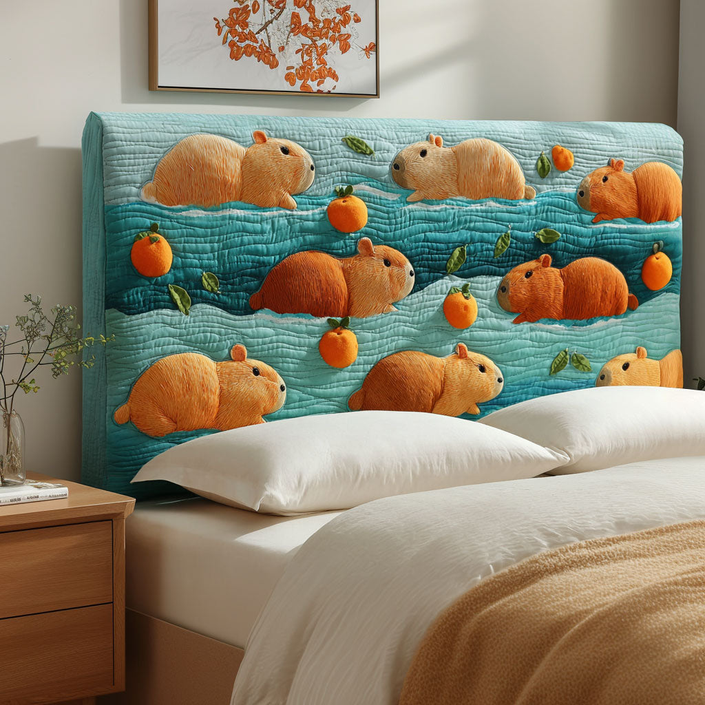 Capybara Orange Wave WJ0701001CL Quilted Headboard Slipcover