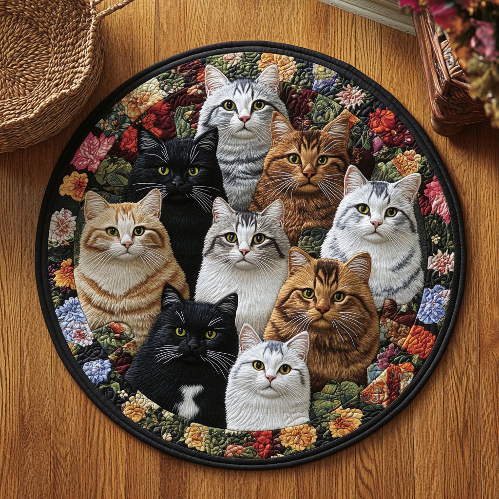 Cat Garden WJ0312442CL Quilted Round Mat
