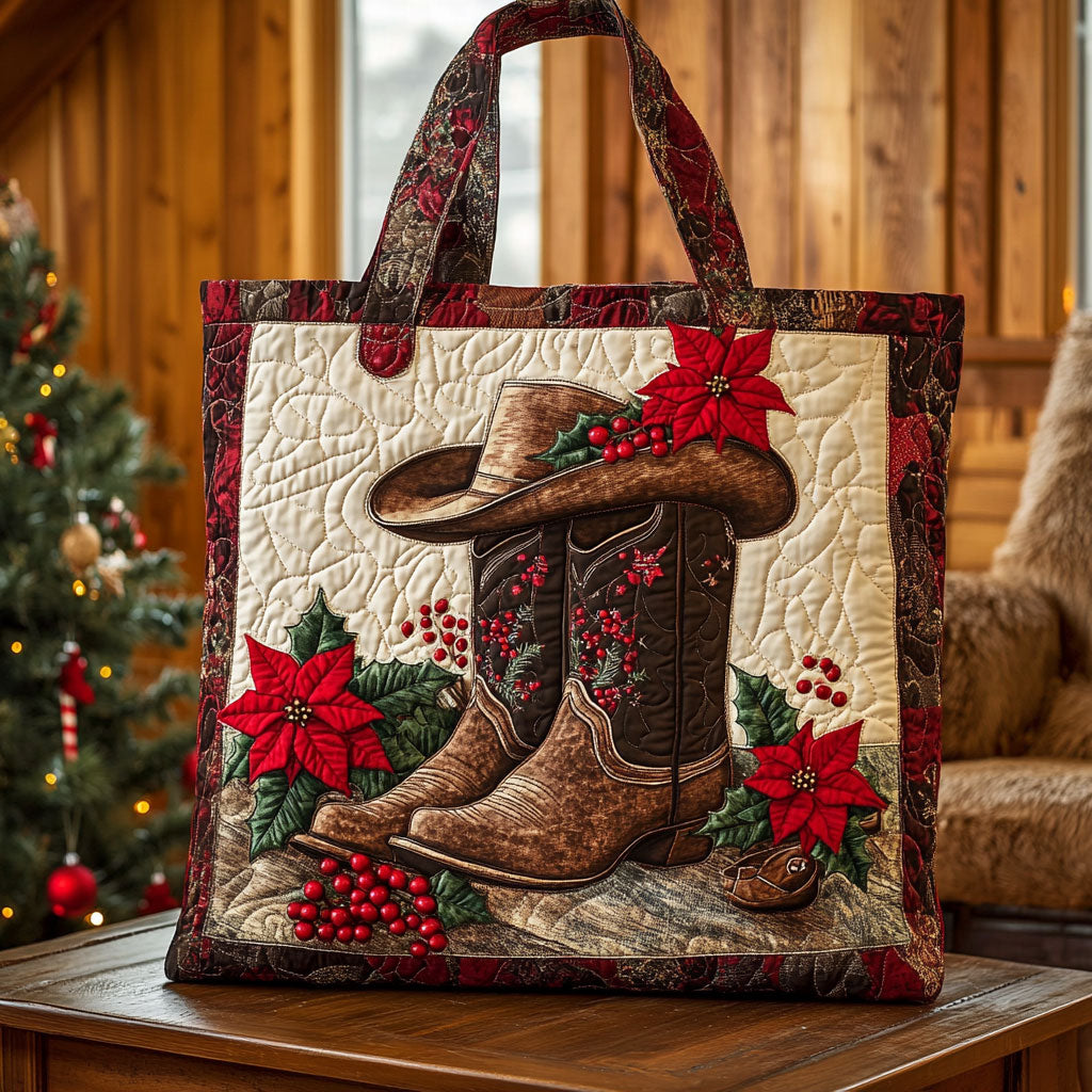 Festive Cowboy Boot KL2511019CL Quilted Tote Bag