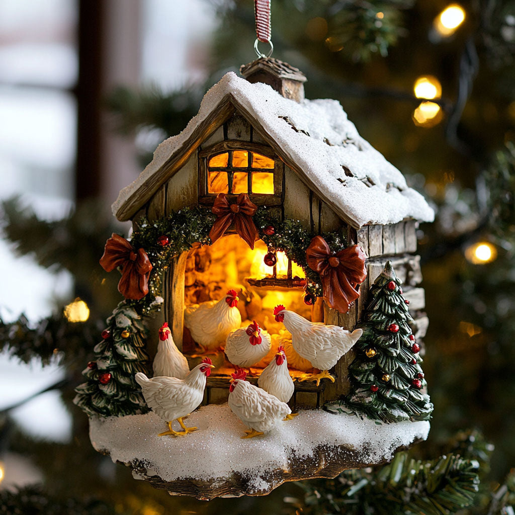 Christmas Chicken Coop WJ1612004CL Christmas Ornament