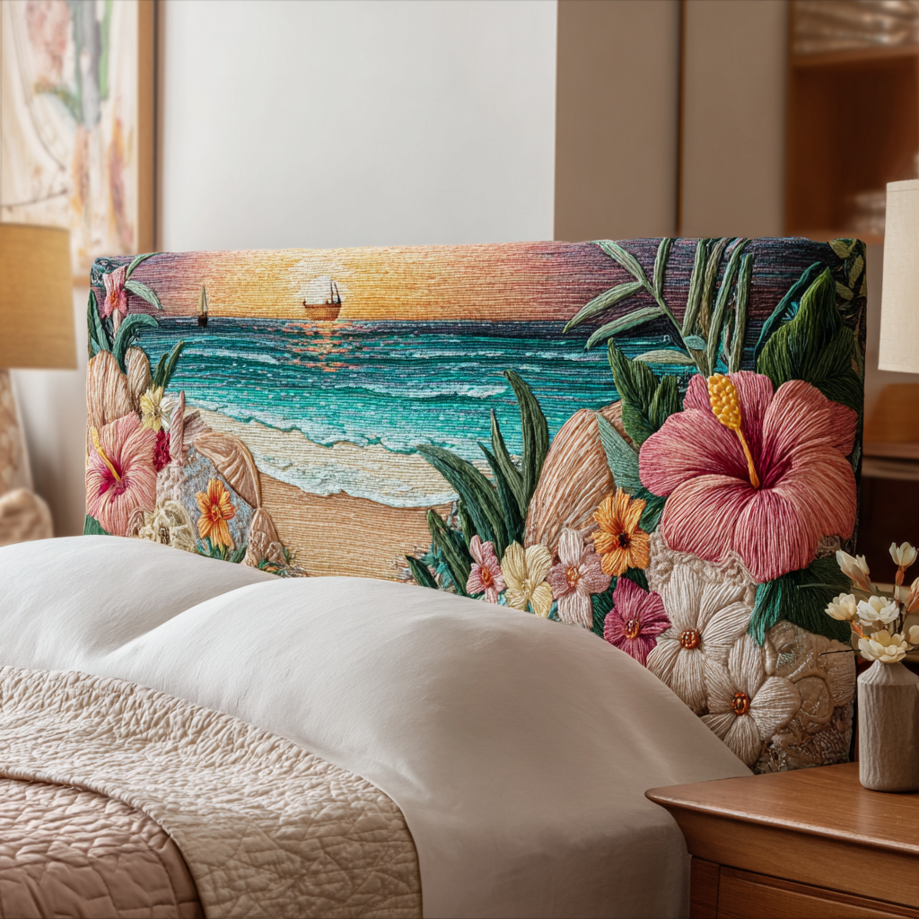 Serene Sandy Beach XR3012008CL Quilted Headboard Slipcover