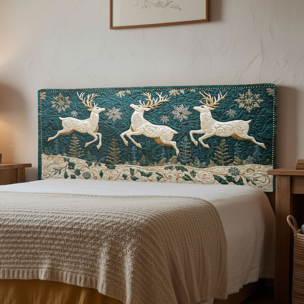 Winter Deer CW2712013CL Quilted Headboard Slipcover