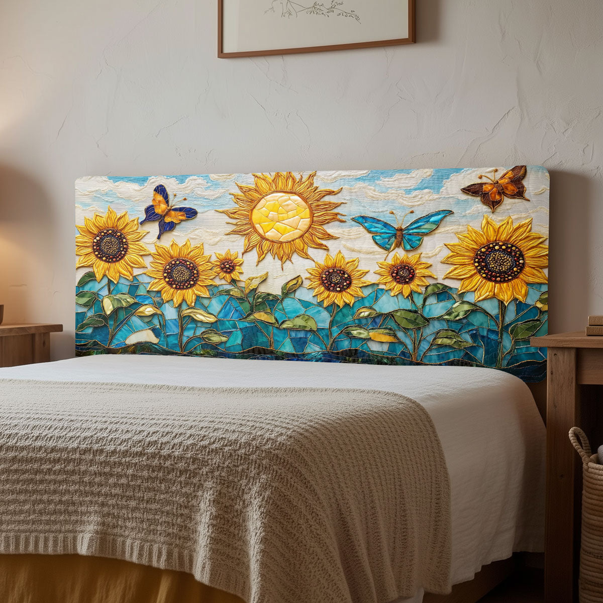 Sunflower Garden Bloom CW1512033CL Quilted Headboard Slipcover