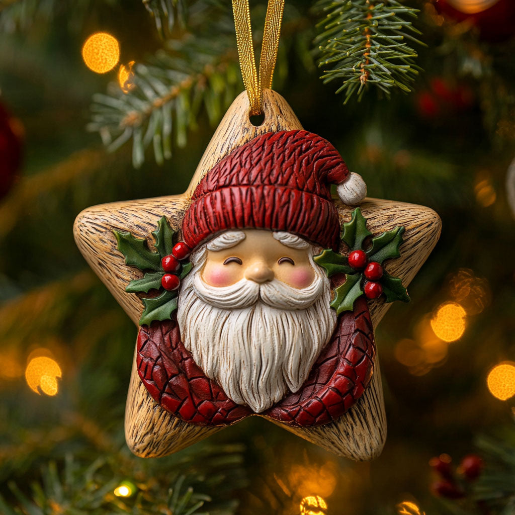 Wooden Santa WN1512068CL Christmas Ornament