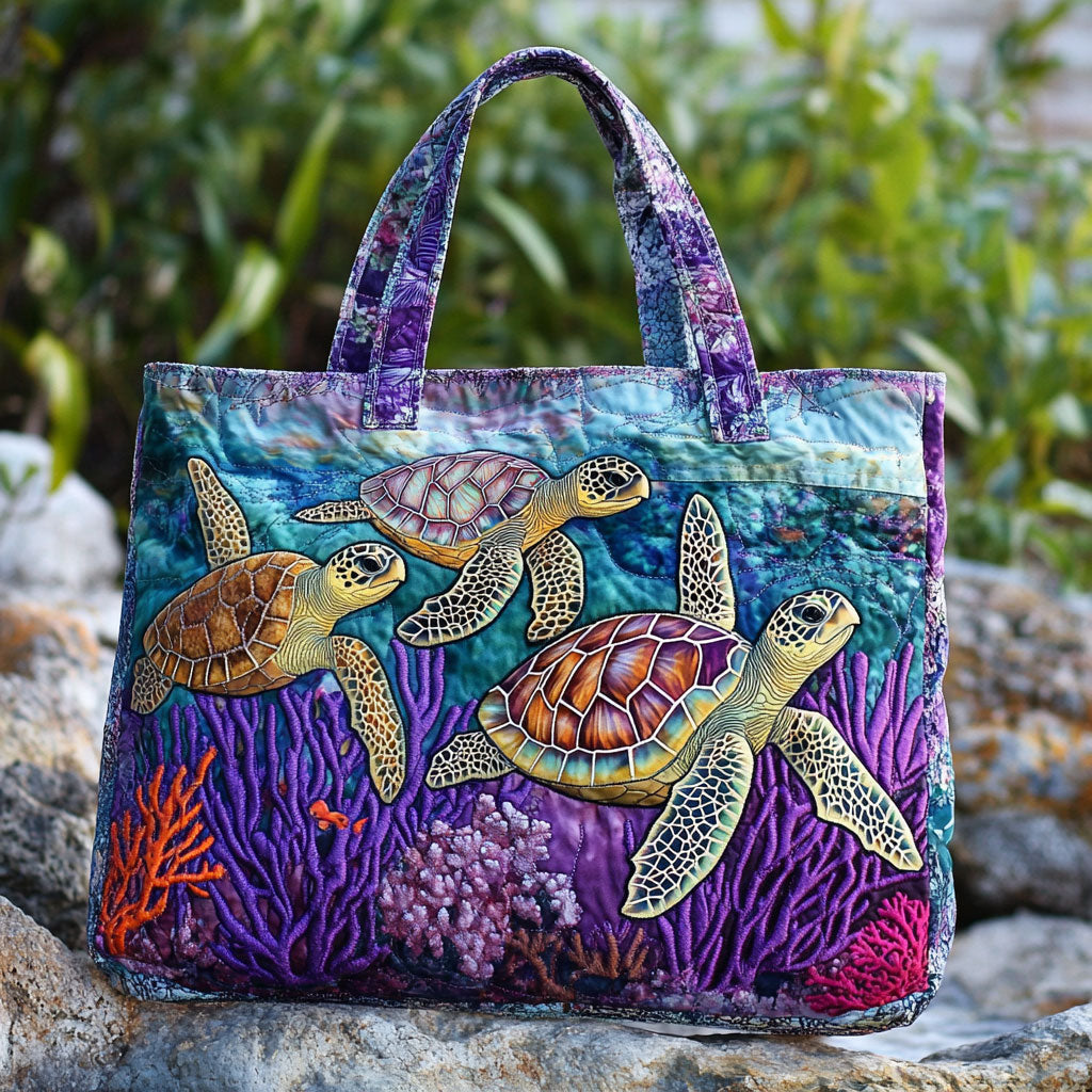 Harmony Turtle WN2209042CL Quilted Tote Bag