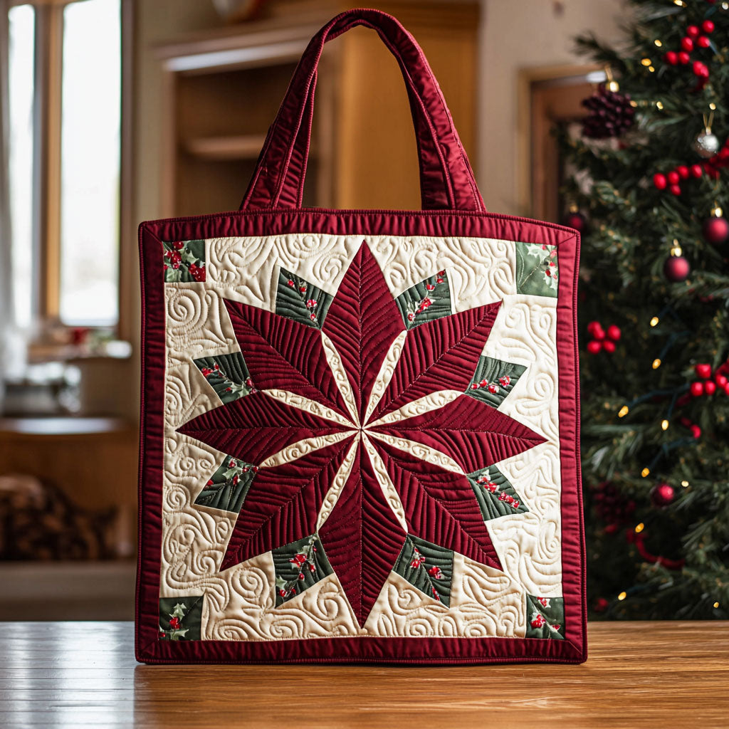 Geometric Poinsettia QA2711032CL Quilted Tote Bag