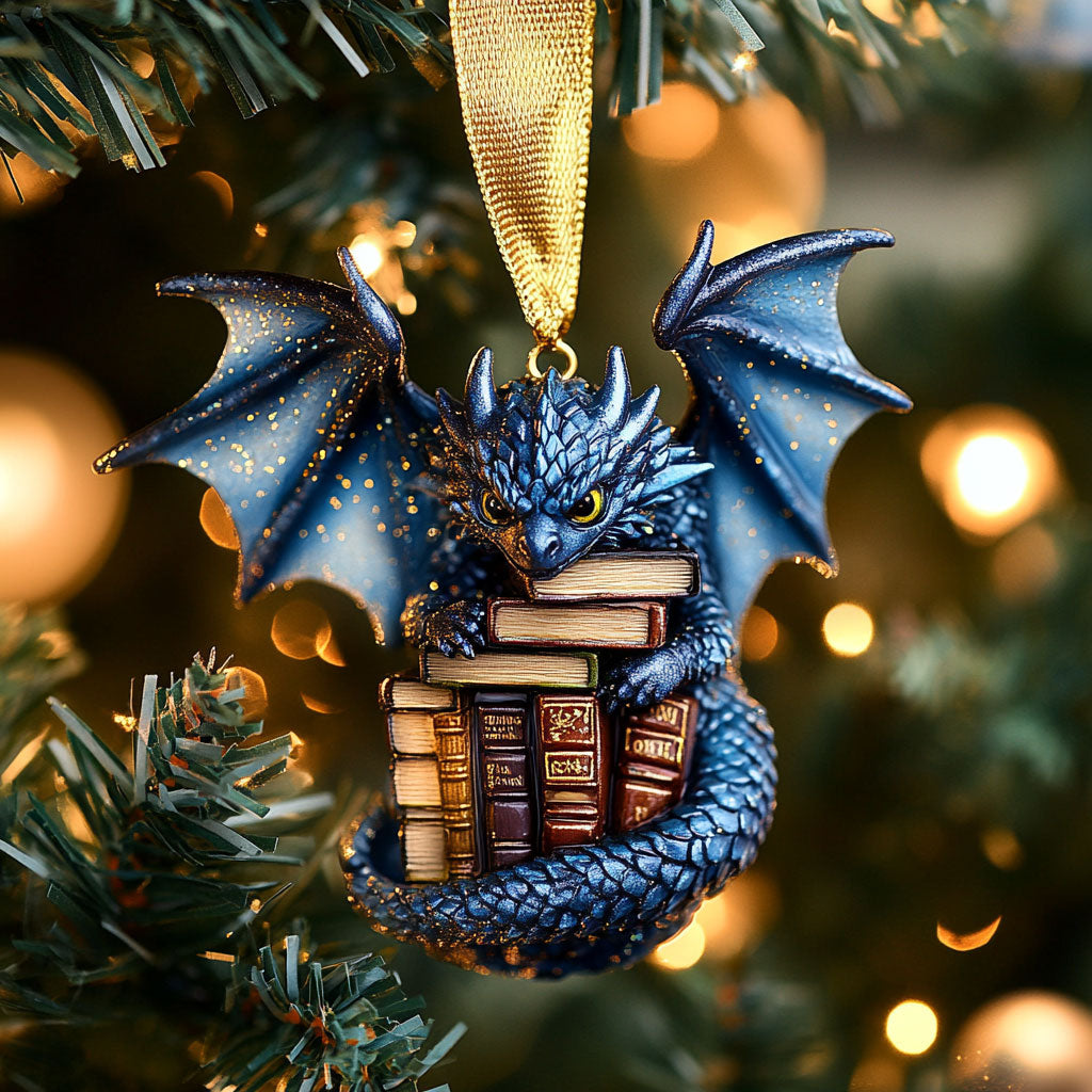 Dragon Holiday Library WN2411028CL Christmas Ornament
